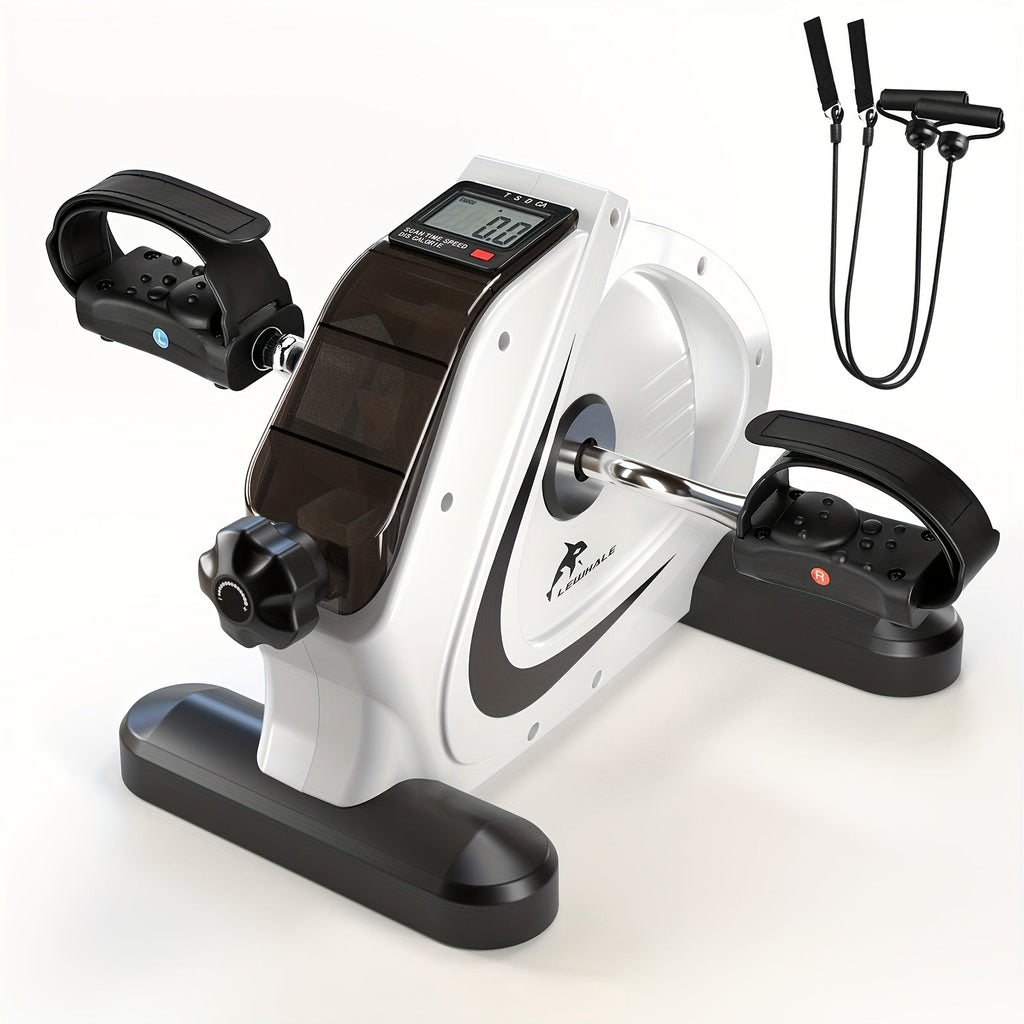 Portable Elliptical Trainer Mini Exercise Bike Under Desk Pedal Exerciser LCD Display 8 Resistance Levels Silent 350lb Capacity Arm Leg Training for Home Office Seniors