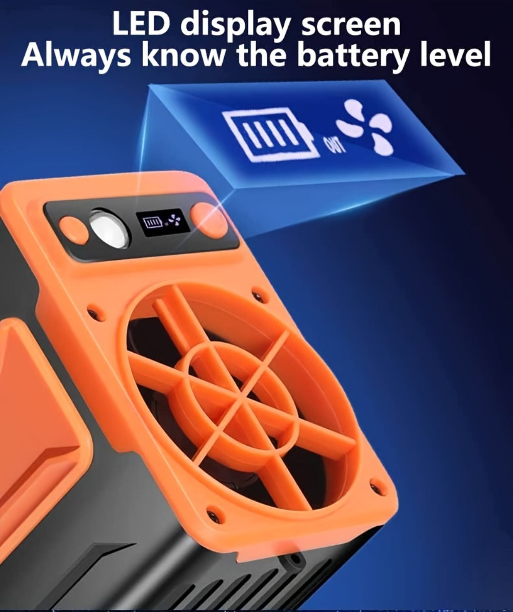 Portable Clip Fan 10000mAh Rechargeable Wearable Belt Fan with 22H Battery Life 4 Speed Settings 8000RPM Strong Airflow for Outdoor Camping Hiking Jobsite Farming Traveling Fishing