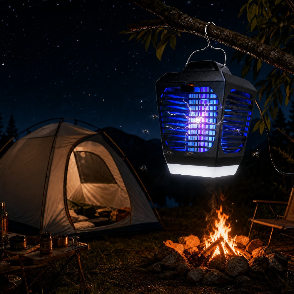 IPX4 Waterproof Bug Zapper Plug-In ¨C Electric Flying Insect Trap with LED Light & ABS Housing, Indoor Mosquito Zapper for Home, Bedroom, Kitchen & Patio, Safe Chemical-Free Fly Trap ¨C Black