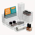 Drawer Organizer Set 25pcs Transparent Plastic Storage Boxes | Bathroom Vanity Makeup Organizer Tray for Cosmetics, Jewelry, Office Desk & Bedroom Dresser - Multifunctional PET Stackable Divider Kit