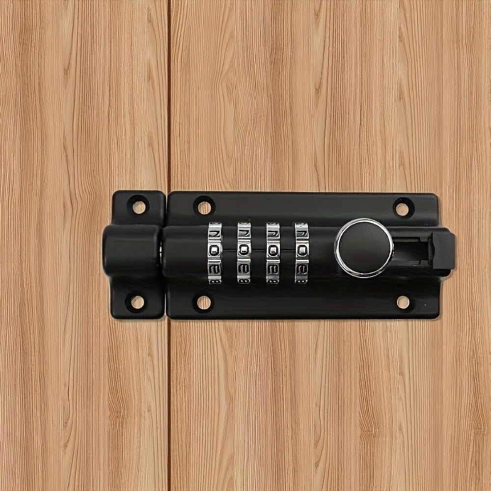 Combination Bolt Lock 4-Digit Heavy Duty Zinc Alloy Sliding Security Lock ¨C Keyless Door Bolt with Screwdriver Set for Shed Gate Fence & Outdoor Doors, Black