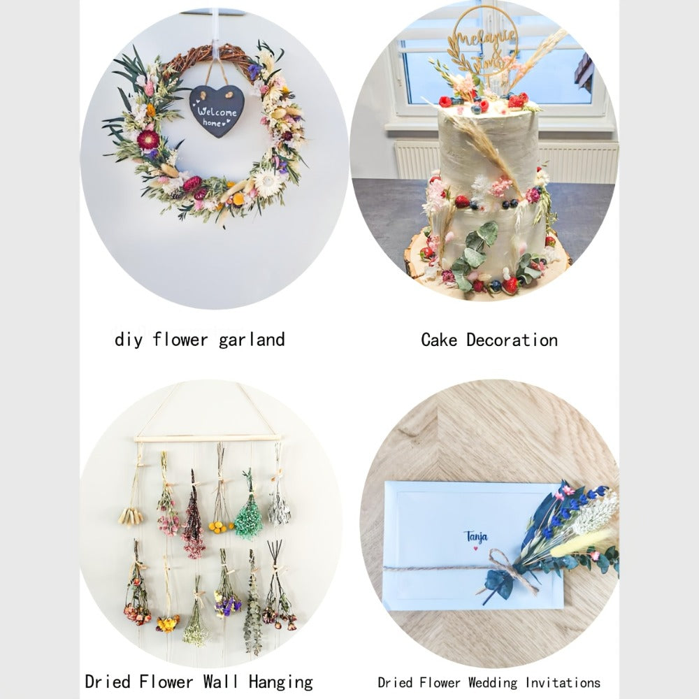 Dried Flower Bouquet with Pampas Grass - Boho Wedding Centerpiece Dried Floral Arrangement for Cake Table Boutonniere Groom Home Vase Decor Long Lasting Botanical Gift, Style 1 & 2