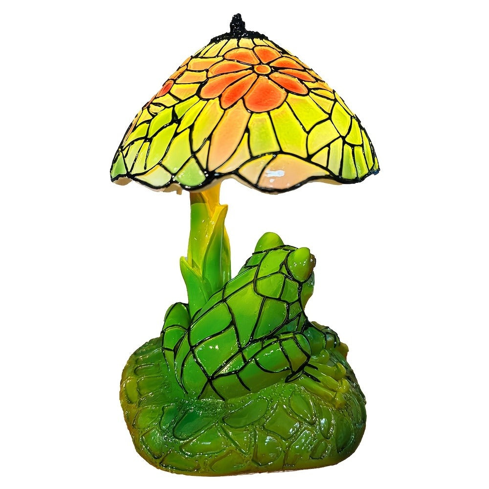 3D Frog Table Lamp Floral Painted Flower Night Light Warm Ambiance Home Decor Bedside Office Desk Study Decor Wedding Birthday Holiday Gift Cute Room Decor