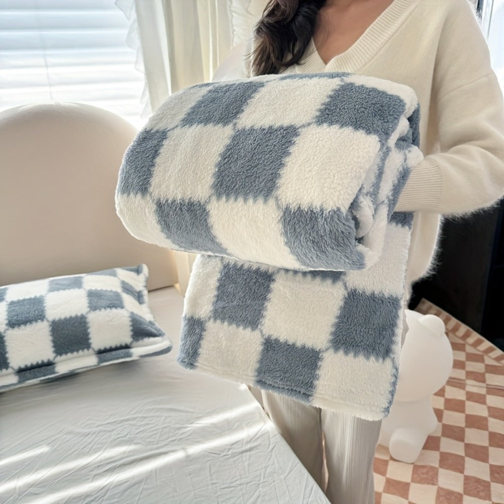 French Plaid Double-Sided Flannel Blanket ¨C Soft Panda & Grid Pattern Throw for Sofa, Bed & Travel, Machine Washable, 6 Designs, 4 Sizes