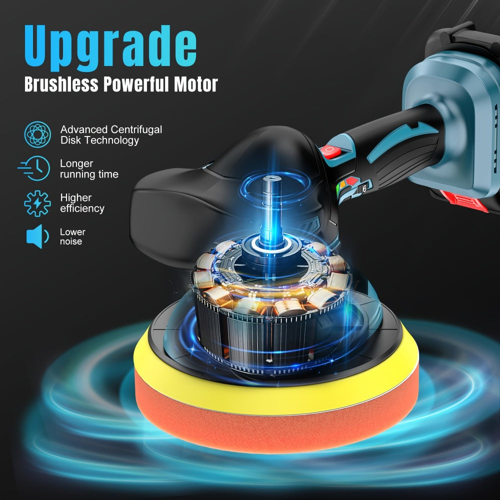 Cordless Buffer Polisher 6 Inch Dual Action Kit 2pcs 21V 2.0Ah Rechargeable Battery 6 Variable Speed 5500RPM for Car Detailing Polishing Waxing Paint Correction