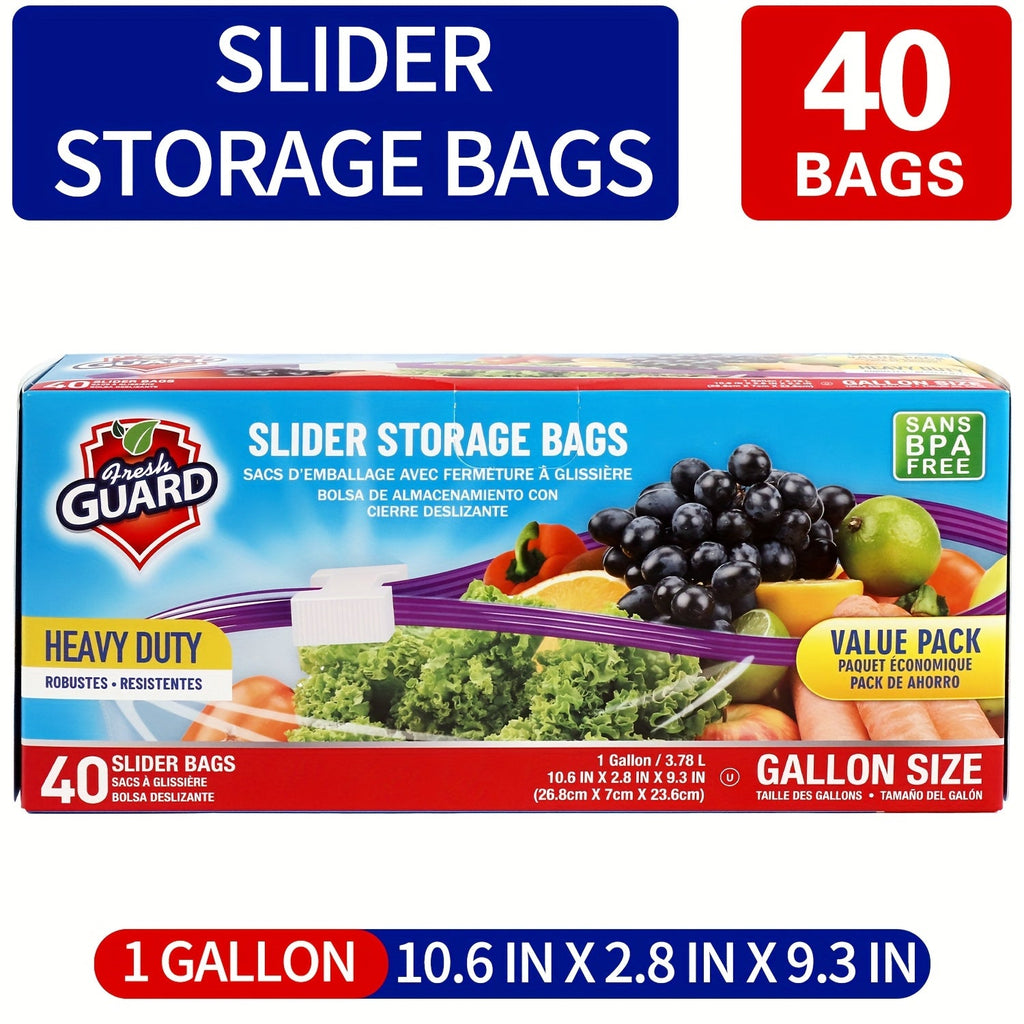 Heavy Duty Slider Storage Bags Ziplock Freezer Bags for Food Fruit Meat Vegetable Grain Kitchen