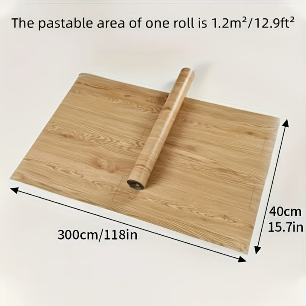 Wood Grain Floor Sticker Roll Peel & Stick Self-Adhesive Non-Slip Thickened Vinyl ¨C Vintage DIY Flooring for Walls, Floors, Desks & Door Panels