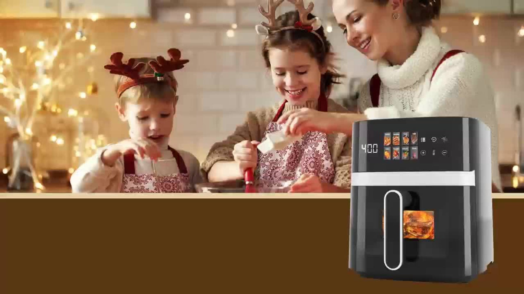 Air Fryer 6QT Multi Function LED Digital Touchscreen Visible Window Oil Free Non-Stick Basket Warm Broil Toast Bake Air Fry Easy Clean Countertop Healthy Cooking Black