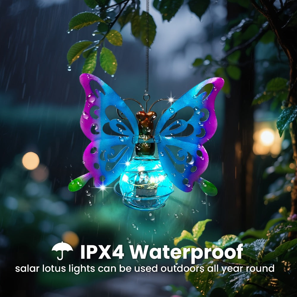 Solar Hanging Ornament Lights Ladybug & Butterfly ¨C Waterproof Indoor Outdoor Decorative Garden Light with Spring Clips for Patio, Balcony, Porch & Trail, 5.5x2.5in