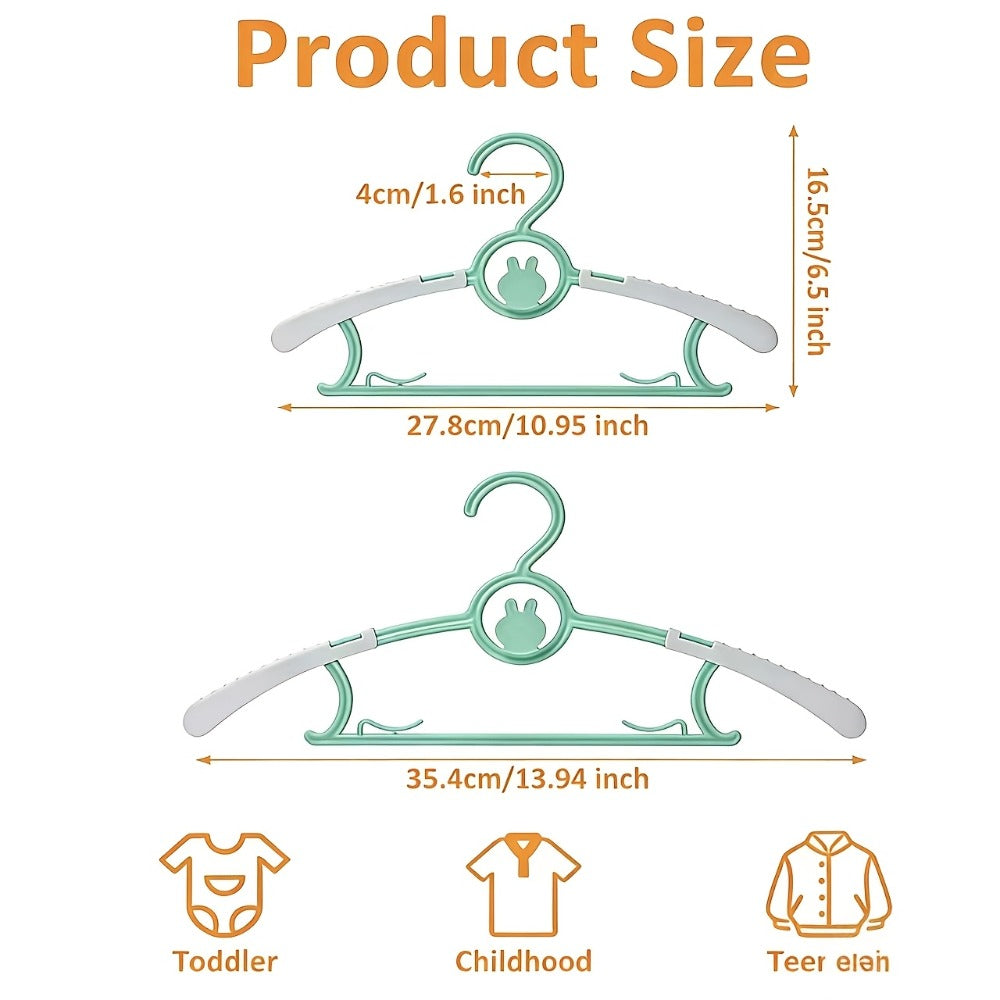 Baby Clothes Hangers Non-Slip Adjustable 11-14 Inch Kids Hangers Space Saving Stackable Toddler Infant Closet Hangers for Nursery Bedroom Wardrobe Organization