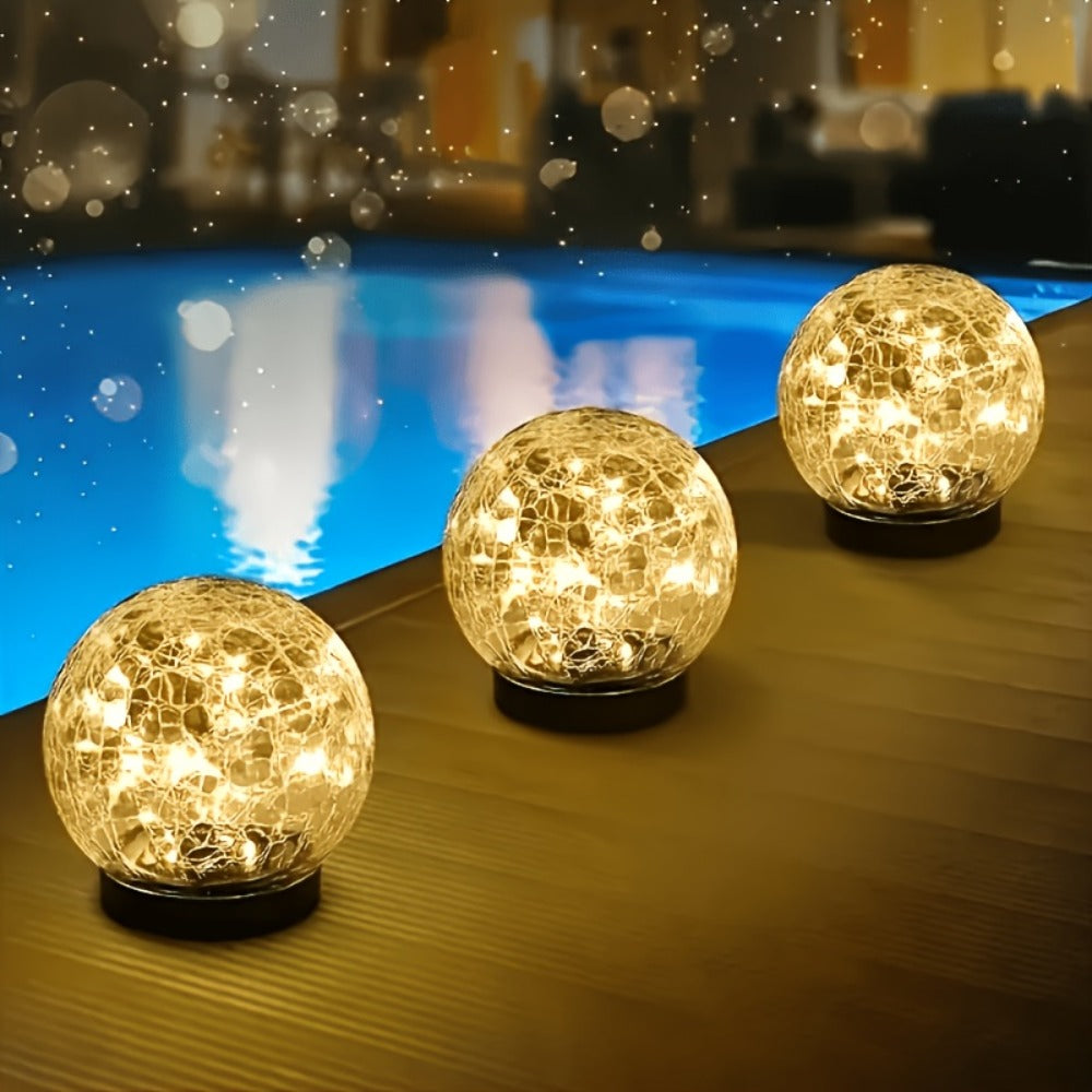 Solar Garden Lights Cracked Glass Ball ¨C LED Outdoor Decorative Solar Lawn Lights IP44 Waterproof with Ground Stake for Garden, Yard, Pathway & Lawn ¨C Set of 2 or 4