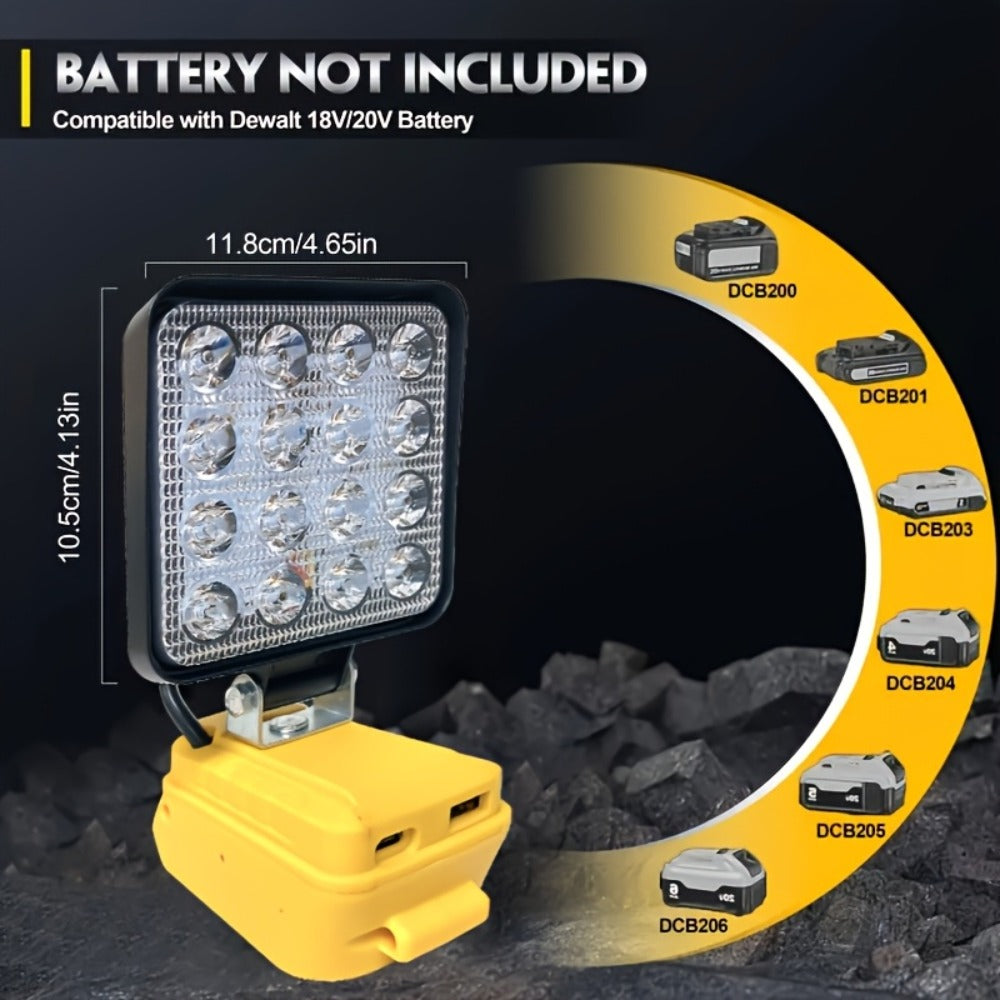 Cordless LED Work Light for DeWalt 20V Battery ¨C 30W/90W 1800/5400 Lumen LED Floodlight | Battery Powered Work Light for Automotive Repair, Construction Site & Emergency Lighting | Battery Not Included
