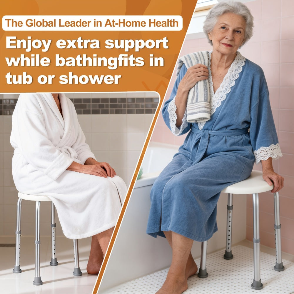 Shower Stool for Inside Shower ¨C Adjustable Height Non-Slip Bath Seat, 300 LBS Capacity, Stable Bathroom Stool for Sitting, Fits Showers & Bathtubs, Lightweight & Easy Assembly
