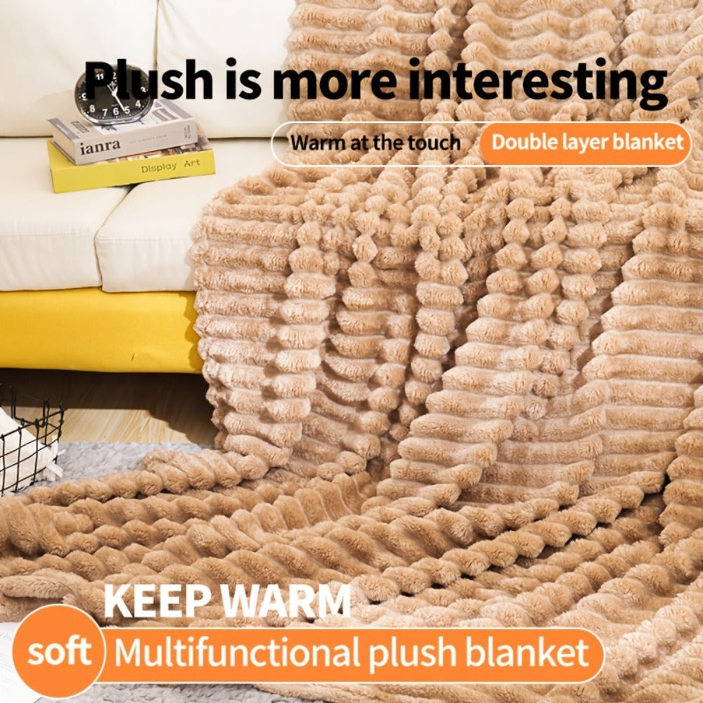 500gsm Heavy Plush Blanket ¨C Ultra Thick Soft Warm Fluffy Blanket for Bed, Sofa & Travel, Baby to Double Size, 5 Colors