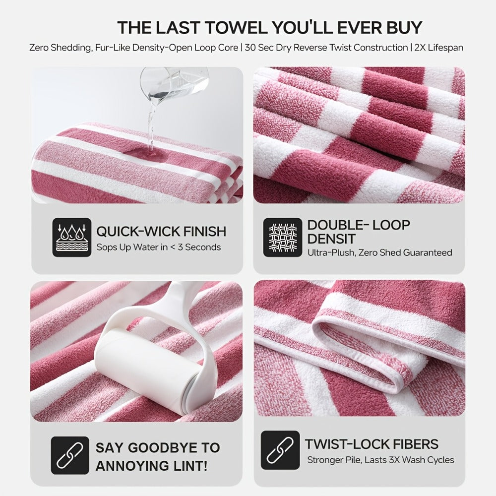 Microfiber Towel Set No Hair Loss Five-Star Hotel Standard - Ultra Soft 100% Polyester Two-Color Striped | 10pcs 3pcs 1pc | Green Brown Gray Red Blue | Bath Face Hand Towels with Bath Ball