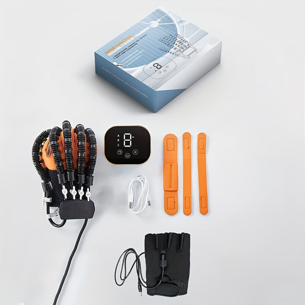 Rehabilitation Robot Gloves for Hand & Finger Training, Air Pressure Finger Exercise Device with LCD Touch Screen, Stroke Recovery & Finger Separation Rehab Glove for Elderly, Left or Right Hand M-XXL