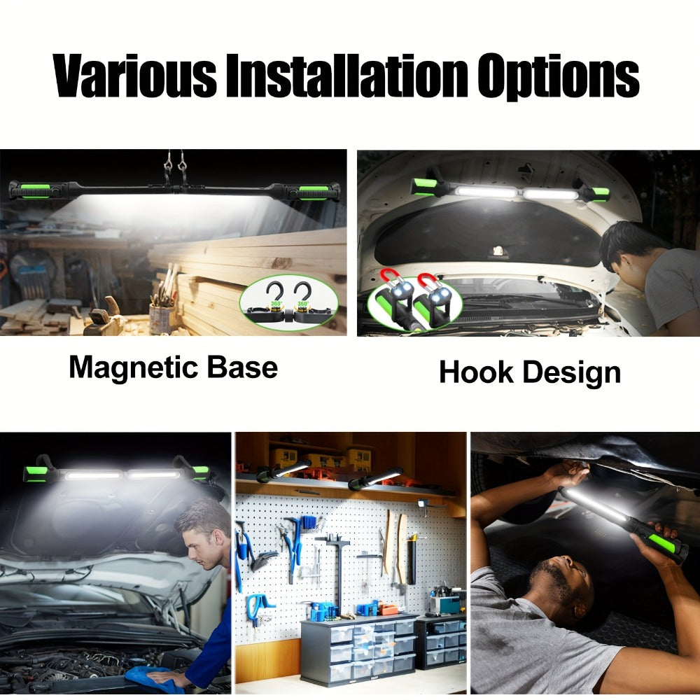 LED Work Light Rechargeable Cordless with Magnetic Base & Hook ¨C Portable Mechanic Floodlight, Adjustable Brightness, Motion Sensor Control, Waterproof for Car Repair, Workshop, Garage, Outdoor & Emergency Use