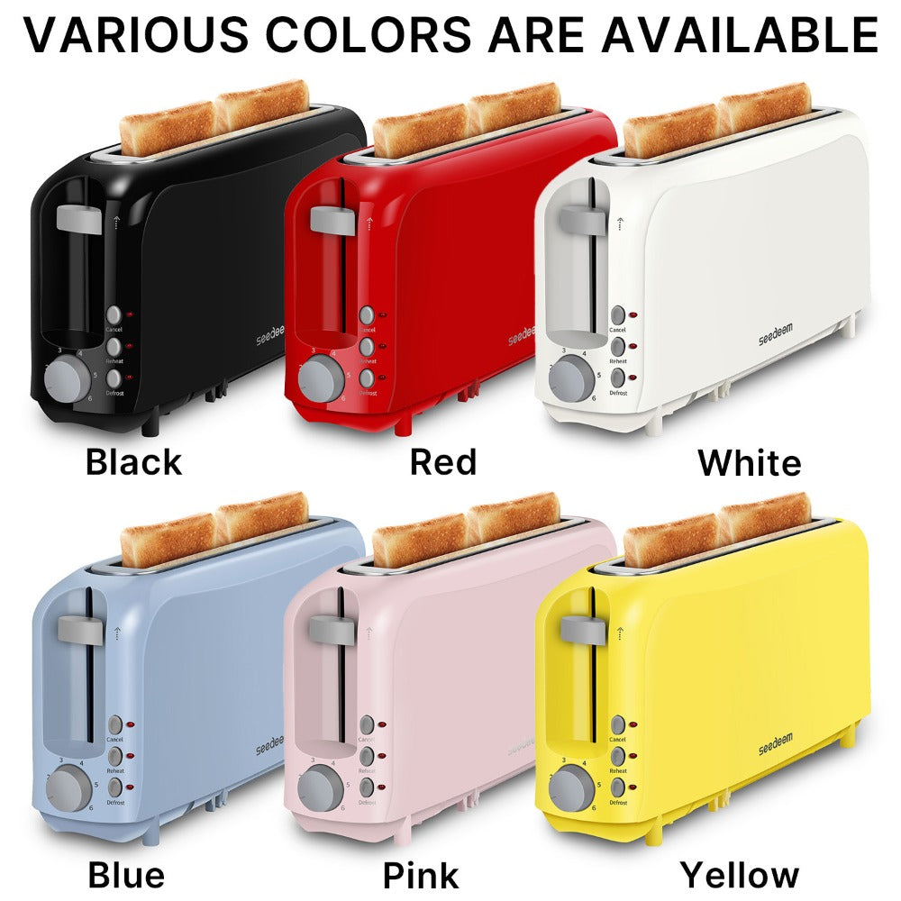 2-Slice Toaster ¨C 6 Shade Settings, Cancel, Reheat & Defrost Functions, Removable Crumb Tray, 750W Compact Design for Bread, Waffles & Bagels, Available in Red, White, Black, Yellow, Pink & Blue