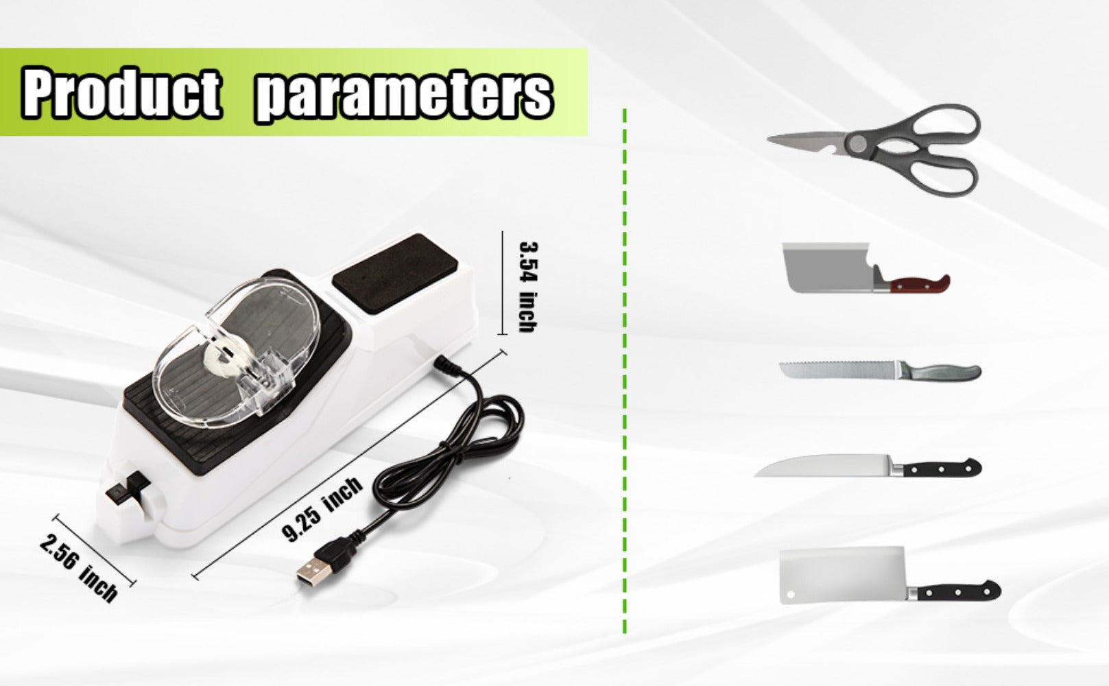 Electric Knife Sharpener with 5 Double-Sided Stones - USB Powered Professional Kitchen Knife Sharpener for Quick Sharpening & Polishing with Protective Cover