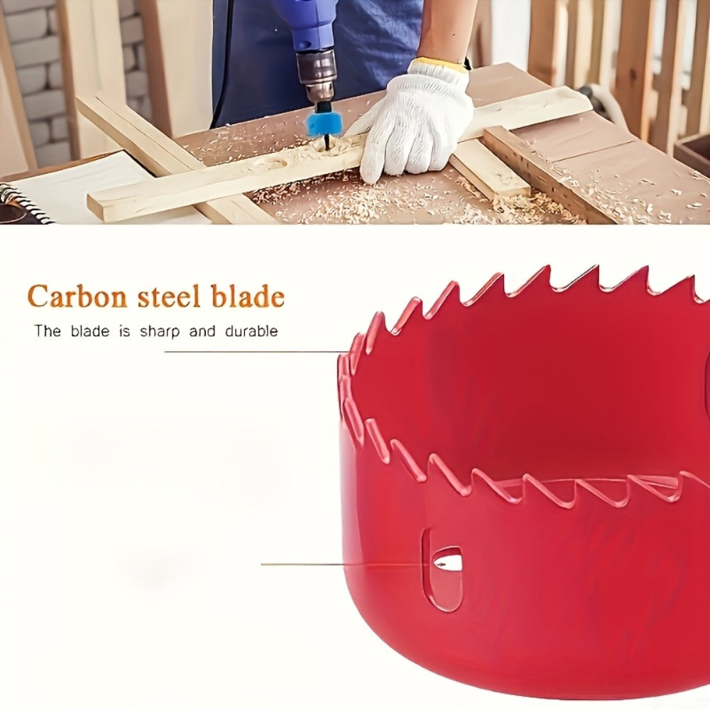 Hole Saw Set 8 Piece Kit 3/4 to 2-1/2 Inch 19mm-64mm Saw Blades with Mandrel and Allen Wrench for Drilling Softwood PVC Plastic Boards Drywall Woodworking Hole Cutter