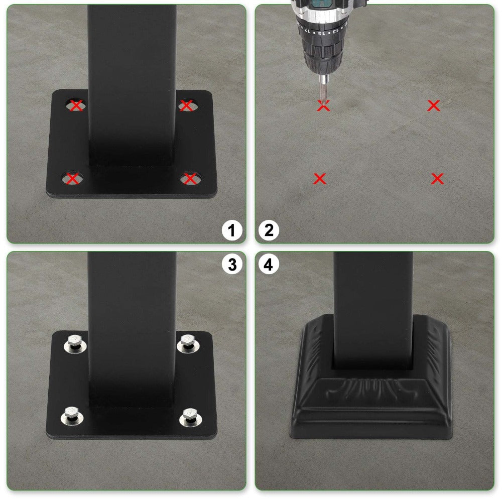 Wrought Iron Stair Handrail for 2-3 Steps - Matte Black & White Powder Coated Iron Picket Railing with Stainless Steel Post Mounts, Indoor Outdoor Home Safety Grab Bar & Accessibility Rail