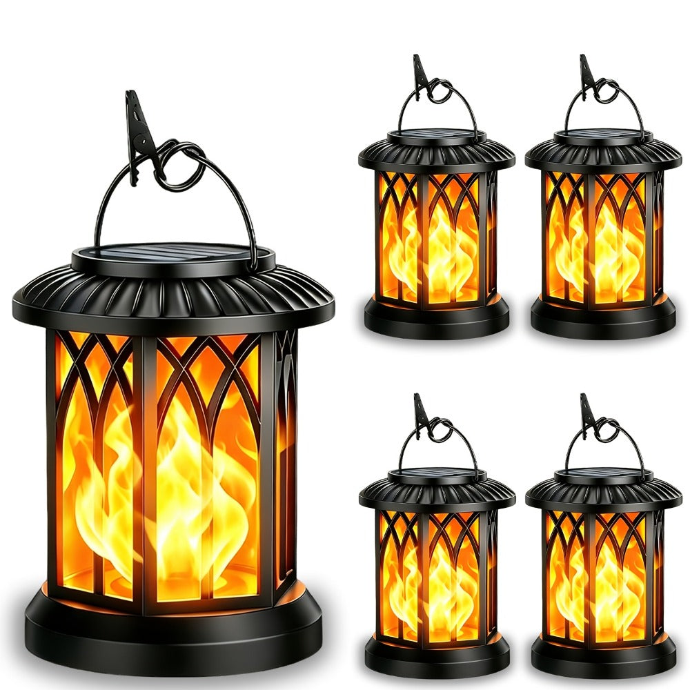 Solar Lantern Outdoor Hanging Lights Flickering Flame IPX5 Waterproof Auto On/Off 12Hrs Garden Yard Patio Decor Classic Black Antiqued Bronze 2 or 4 Pack