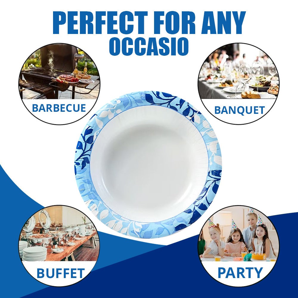 Botanical Leaf Paper Plates 10 Inch Disposable Heavy Duty Microwave Safe Soak-Proof Cut-Resistant for Parties Events Daily Use