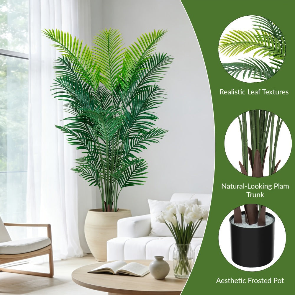 Artificial Palm Tree Fake Indoor Plant ¨C 4/5/6FT Faux Tropical Areca Palm with Realistic Leaves, Planter Options, for Living Room Bedroom Office Patio Home Decor