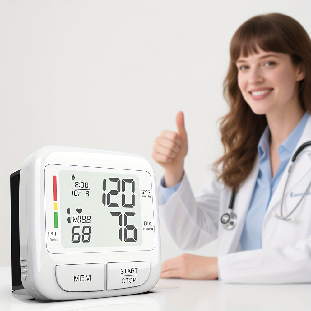 Blood Pressure Monitor Upper Arm Wrist Digital BP Machine LCD Backlit Display 2x90 Memory Arrhythmia Detection Home Use Portable Accurate Heart Rate Monitor with Adult Cuff 5.3-8.4 Inch