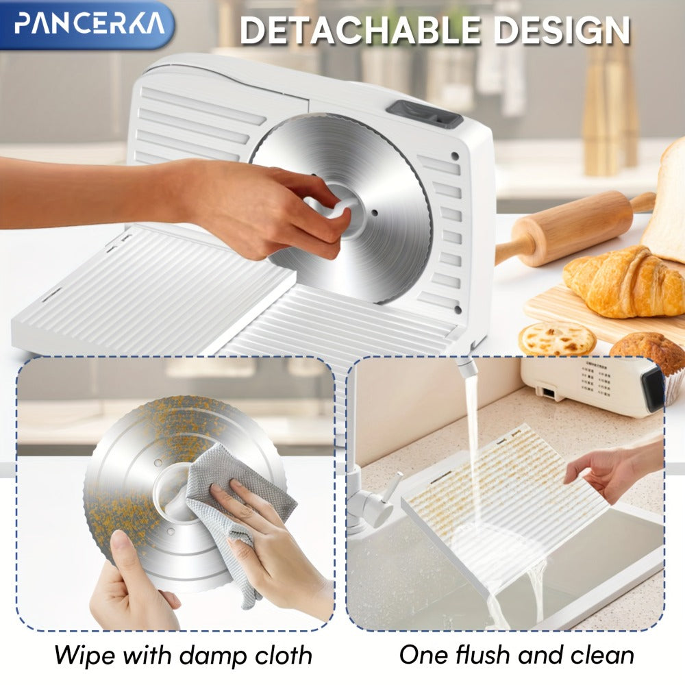 Electric Meat Slicer 0-15mm Adjustable Thickness ¨C Home & Commercial Deli Food Cutter for Meat, Vegetables, Fruits, Bread & Lamb, Stainless Steel Blade, Easy to Clean Kitchen Slicing Machine