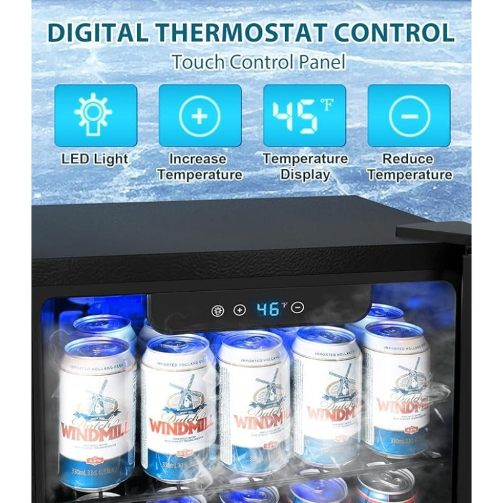 Beverage Wine Cabinet 9.51 Gal - Small Wine Cooler with Electronic Touch Control & LED Light, Compact Drink Refrigerator for Kitchen, Bedroom, Office, Bar & Living Room, Perfect Holiday Gift
