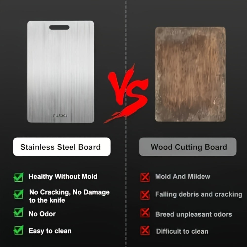 Stainless Steel Cutting Board Food Grade 304 Easy Clean, Space-Saving Flat Chopping Board for Kitchen Home Commercial Use, Rust-Resistant Hygienic Non-Porous Prep Board, 1 or 2-Pack