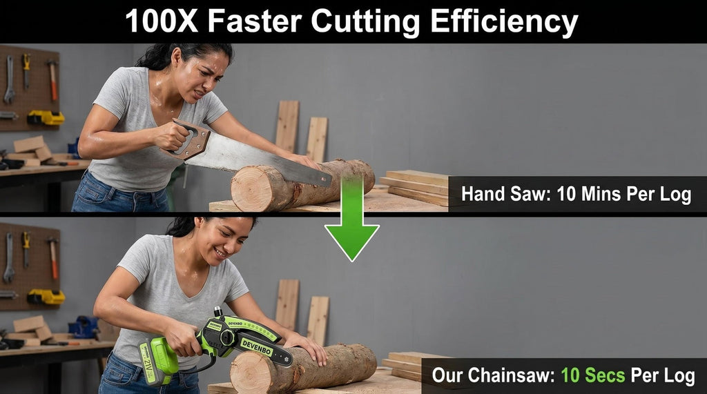 Cordless Mini Chainsaw 6 Inch ¨C Handheld Lightweight Portable Electric Chainsaw with Safety Equipment, for Yard Gardening, Tree Pruning, Home Woodworking & Outdoor Survival, Thoughtful Gift for Men (1 or 2 Batteries)