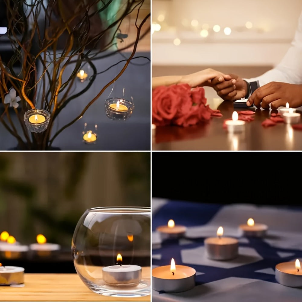 Tea Light Candles Unscented White - 49 or 99 Pack Smokeless Wax Tealights 2.5 Hour Burn for Weddings, Christmas, Halloween, Birthday Party & Holiday Home Decor