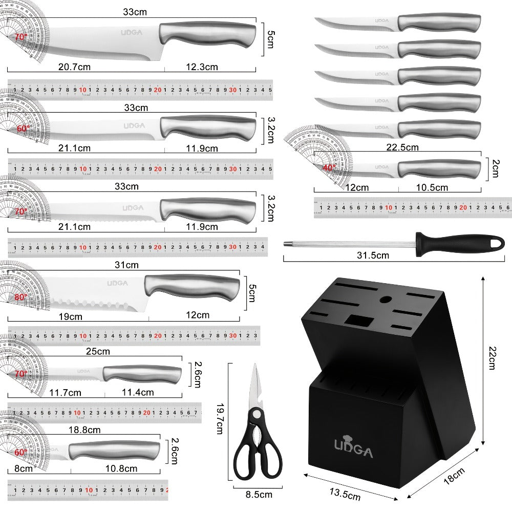 Stainless Steel Kitchen Knife Set Chef Knife Damascus Black Knife Block