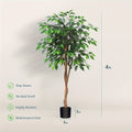 Artificial Ficus Tree Tall Fake Potted Plant Natural Wood Trunk Lifelike Silk Leaves 4FT 5FT 6FT 7FT Indoor Outdoor Living Room Bedroom Office Home Decor No Maintenance