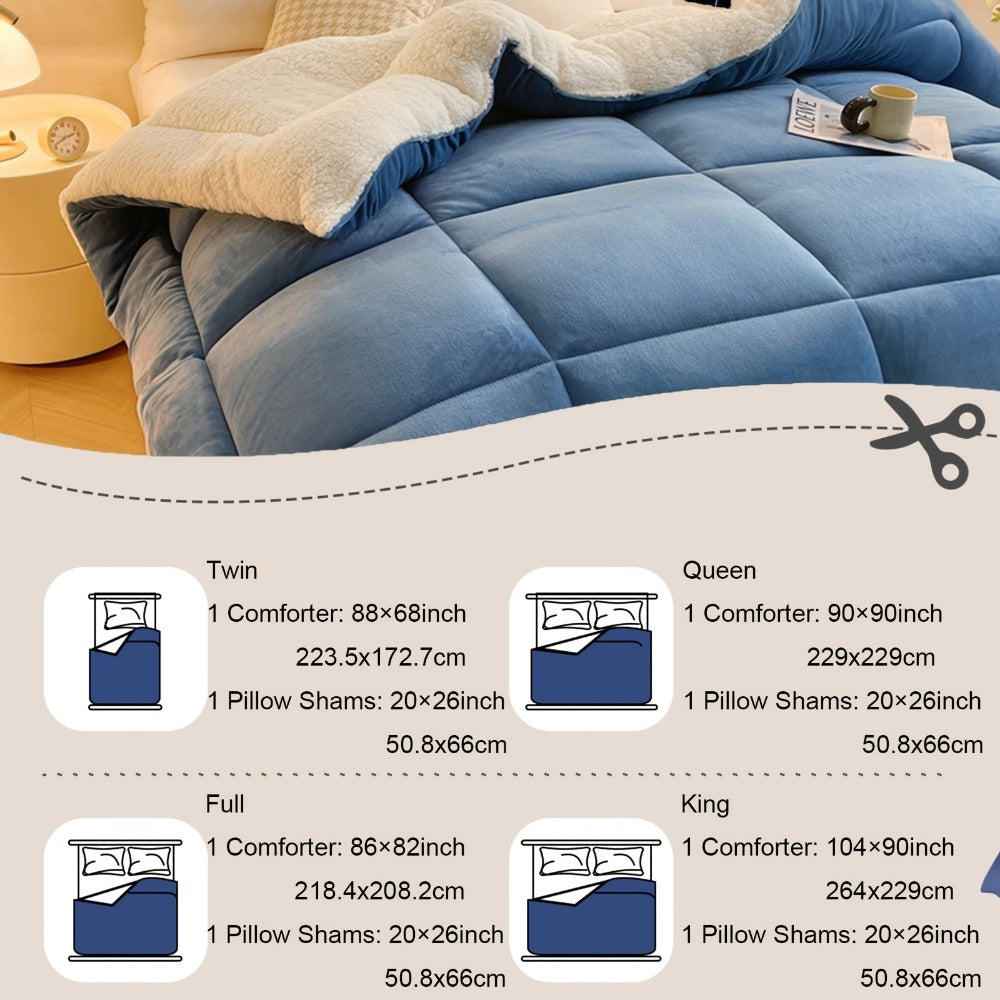 Sherpa Fleece Comforter Set Extra Thick Plush Microfiber Reversible Soft Warm Luxury Bed Blanket Twin XL Full Queen King 10 Colors Lightweight Cozy Bedding