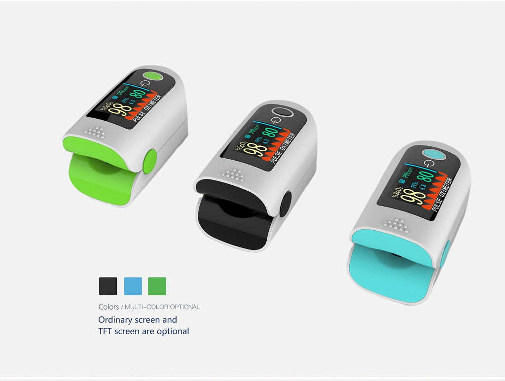 Fingertip Pulse Oximeter 2-Pack, Digital Blood Oxygen Saturation Monitor with SpO2 Heart Rate & Perfusion Index Display, Battery-Powered Portable Finger Oximeter for Home Use & Sports, Black or Blue