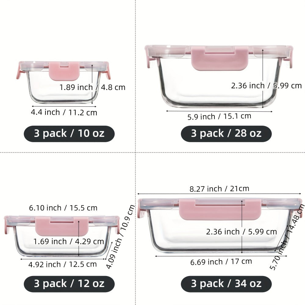Glass Food Storage Containers with Airtight Lids - Borosilicate Glass Meal Prep Containers Set, Microwave Dishwasher Freezer Safe, BPA Free, Leak Proof Lunch Containers for Kitchen