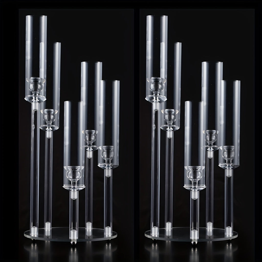 Acrylic Candelabra Candle Holder ¨C Clear Crystal 5-Arm & 6-Arm Taper Candlestick Holders for Wedding Centerpiece, Dining Table, Party & Anniversary Decor