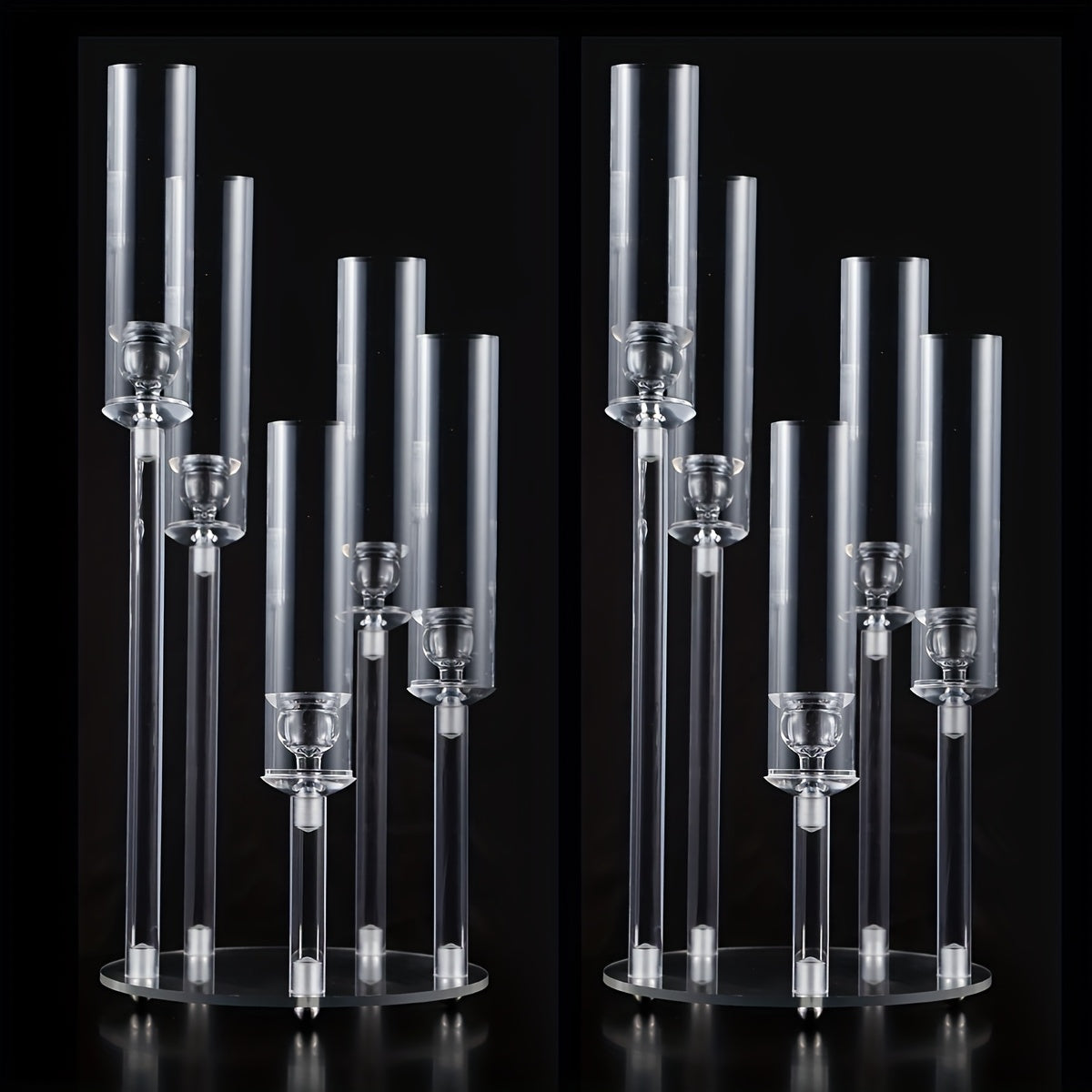Acrylic Candelabra Candle Holder ¨C Clear Crystal 5-Arm & 6-Arm Taper Candlestick Holders for Wedding Centerpiece, Dining Table, Party & Anniversary Decor