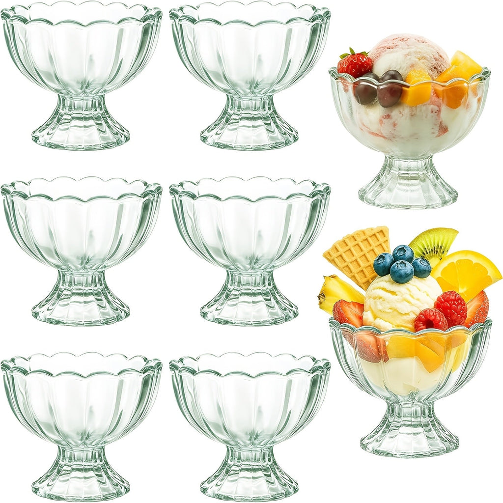 Tulip Shaped Dessert Bowls Set of 12 ¨C 5 Oz Glass Cups for Ice Cream, Sundaes, Fruit & Salads ¨C Dishwasher Safe Snack & Cocktail Bowls ¨C Perfect for Christmas & Holiday Gatherings ¨C Light Green