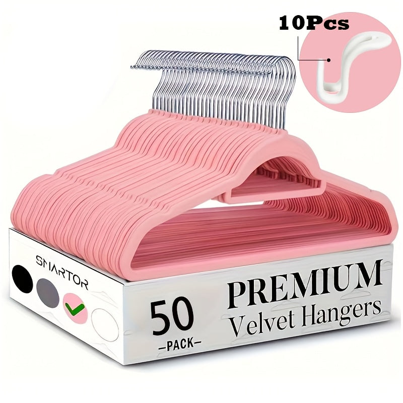 Velvet Hangers Non-Slip Slim Space Saving Clothes Hangers, Premium Flocked Suit Hangers for Closet Organization, Ultra Thin Strong Coat Hangers for Shirts Dresses Pants, 20 or 50 Pack Black Beige Pink