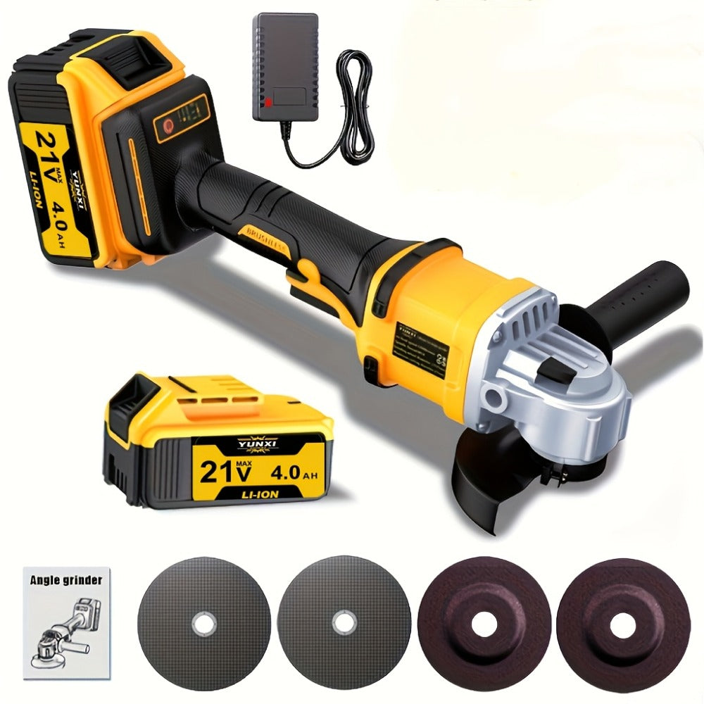 Cordless Angle Grinder - Rechargeable Polishing Machine with Lithium-Ion Battery, Fast Charger & Complete Accessories Kit, Variable Speed for Cutting, Grinding, Polishing & Sanding, Multi-Use Power Tool