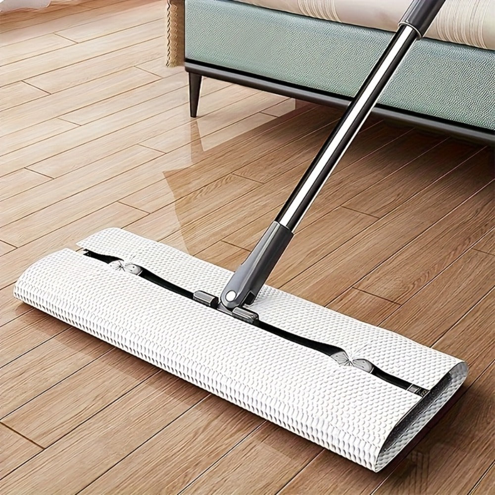 Flat Floor Mop and Bucket Set with Self-Cleaning System ¨C Manual Squeeze Mop for Home, Office, Living Room, Bathroom & Kitchen ¨C ABS, Multisurface, No Electricity Needed (White & Black)