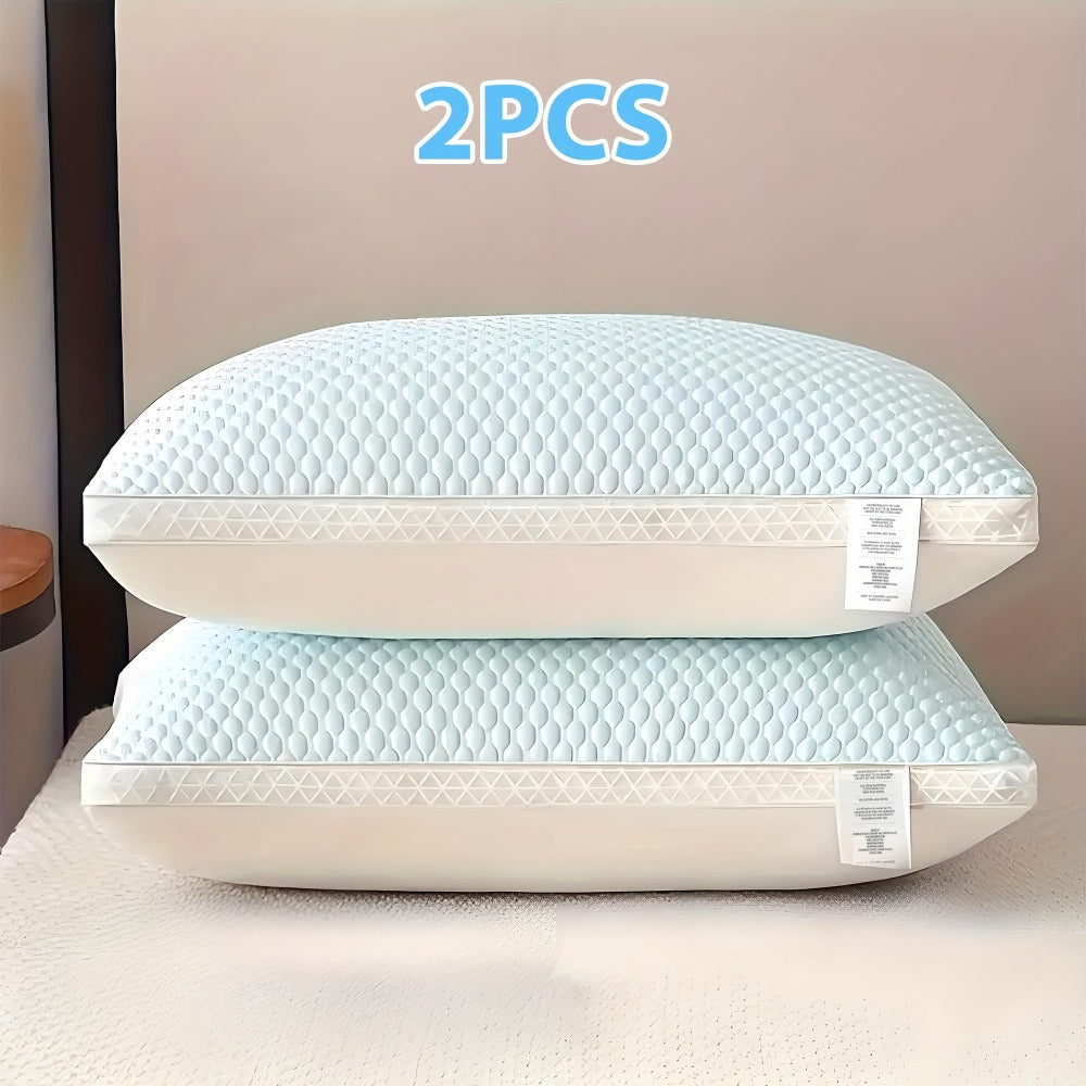 Bed Pillows 2 Pack for All Sleeping Positions, Premium Polyester Fill Pillow Set for Side Back Stomach Sleepers, Machine Washable Zipper Closure Pillows for Bedroom Dorm Guest Room, All-Season Comfort