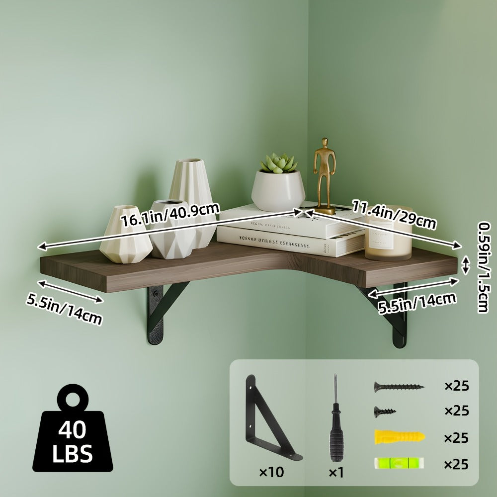Corner Floating Shelves Wall Mounted Set ¨C Multi-Color Rustic Corner Shelf for Bedroom, Bathroom, Kitchen & Living Room