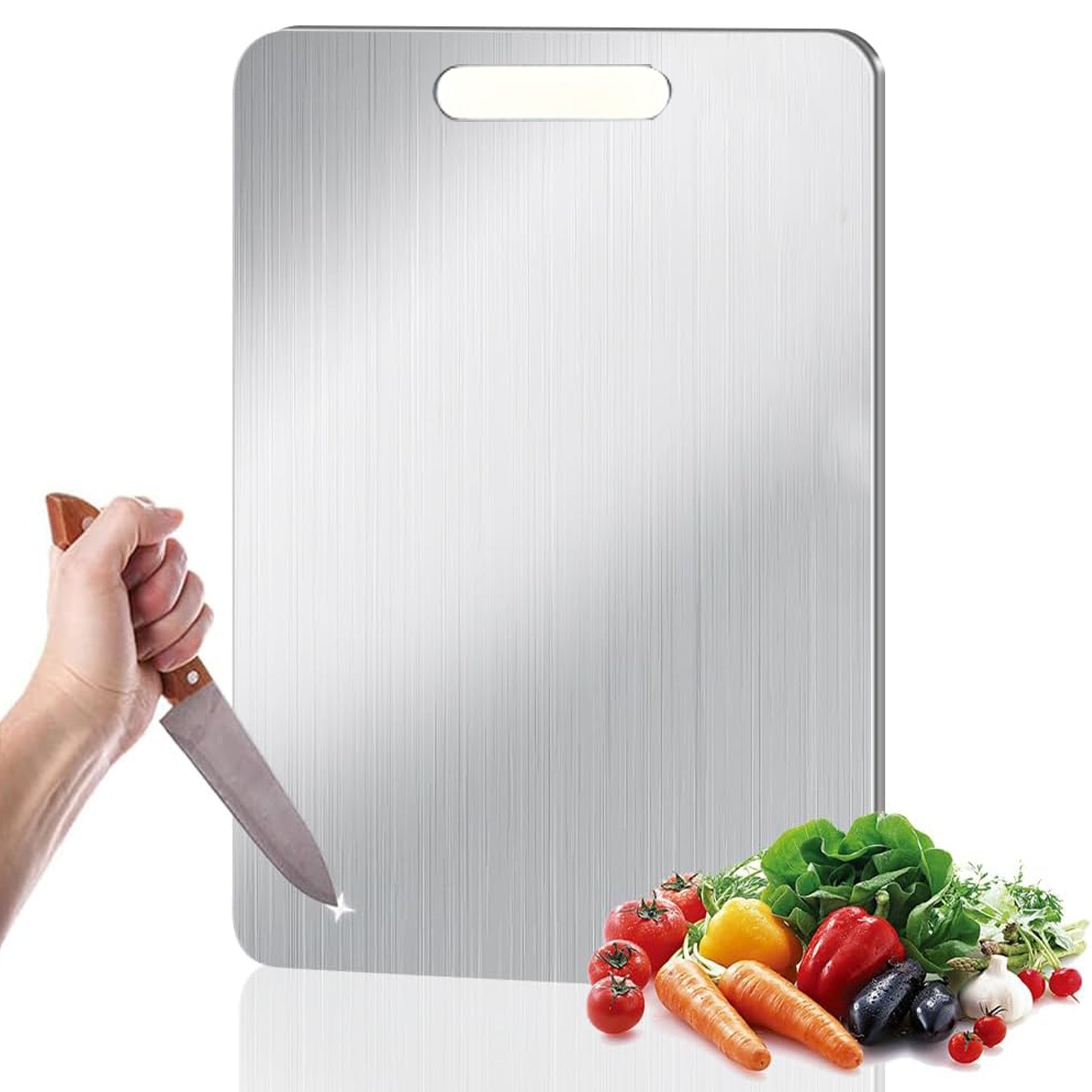 Stainless Steel Cutting Board Dual-Sided 9x13 Inch ¨C Non-Slip Kitchen Chopping Board for Meat Vegetables Fish, Compact Design for RV Small Kitchen Home Chef