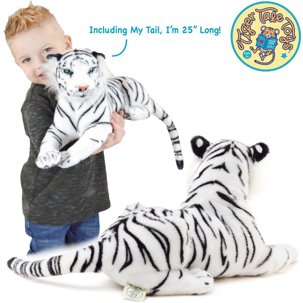 White Tiger Stuffed Animal Plush 17 Inch ¨C Saphed Soft Plush Tiger Toy with Story Card, Premium Acrylic Fill, CPSIA Safe ¨C Perfect Gift for Kids, Boys & Girls Ages 0+