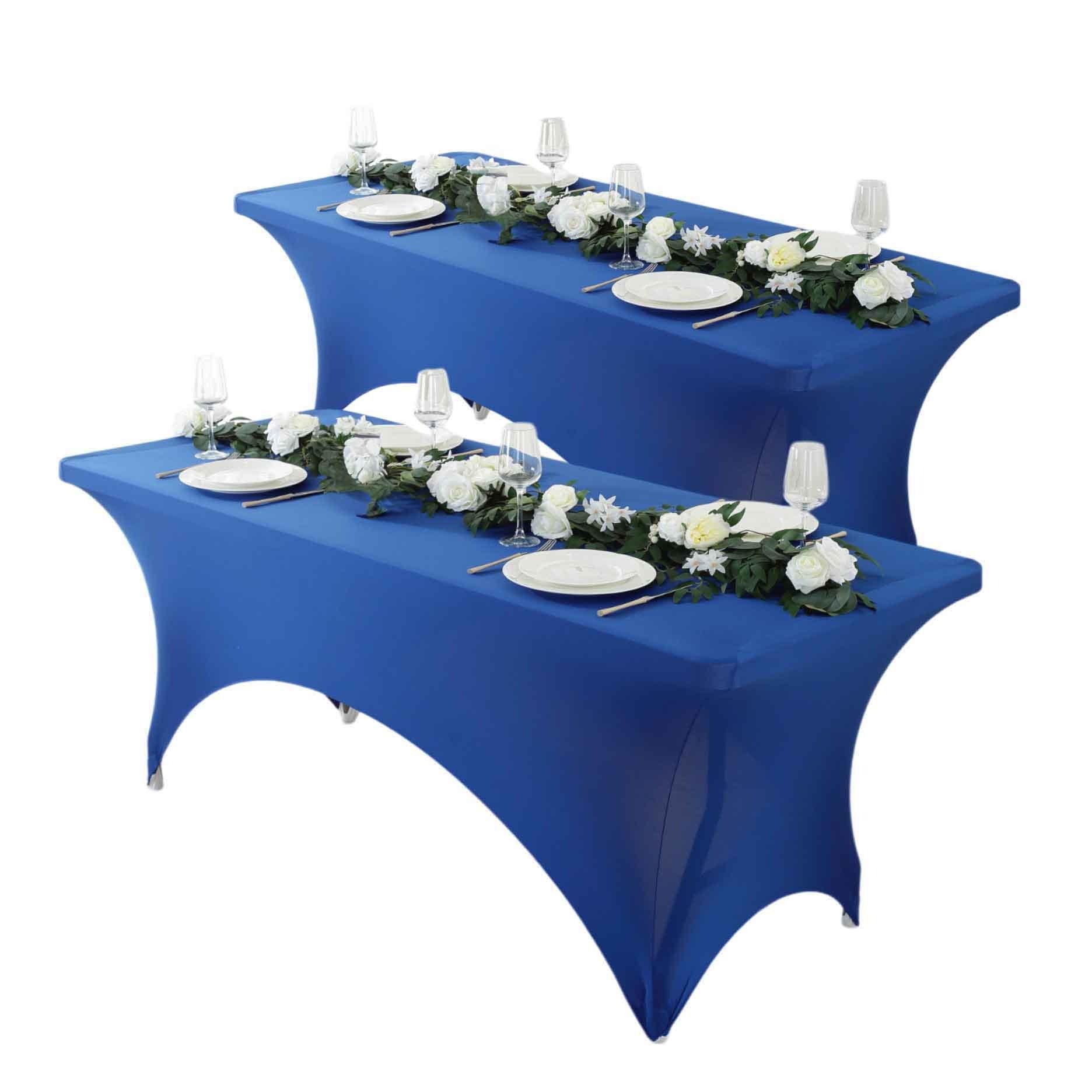 Spandex Fitted Tablecloth 4ft 6ft 8ft | Wrinkle-Free Stretch Rectangle Table Cover for Wedding Party Event Banquet